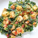 茼蒿与水芹菜炒虾仁