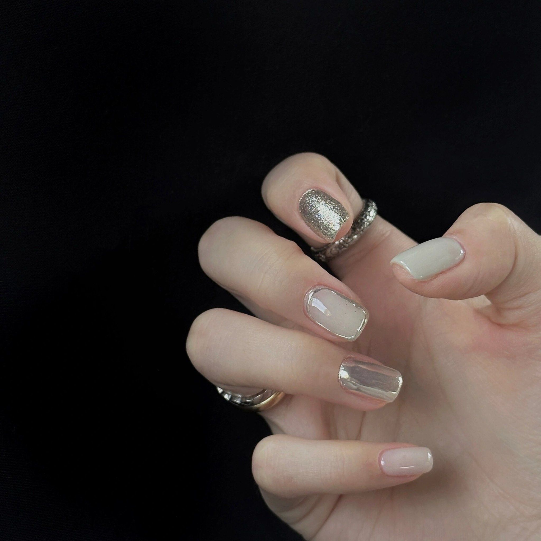 nail|好高级!白月光银美甲||近期最爱的浅色系美甲