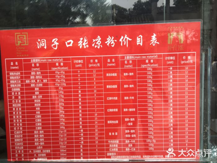 洞子口张老二凉粉(文殊院店)菜单图片