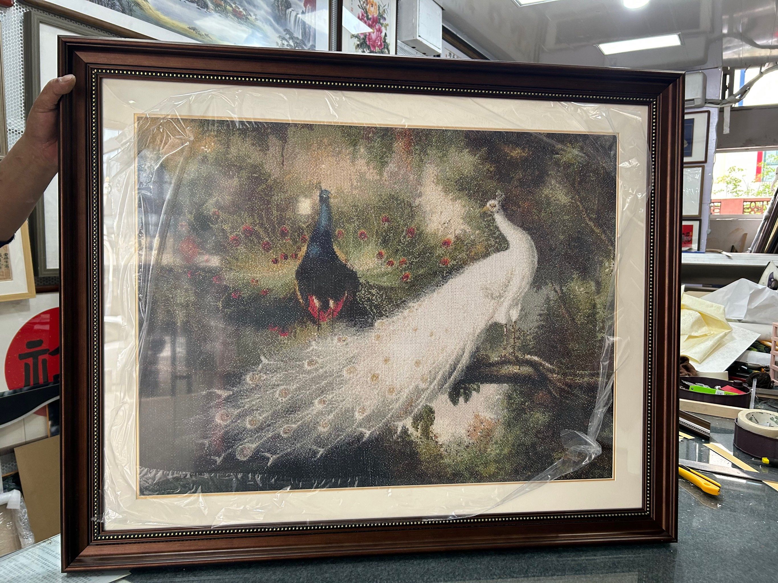 十字绣画框装裱#现场制作#立等可取