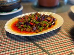 茄子渣炒肉-乡村小榭饭店
