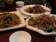 鱼香肉丝，大眼豆腐，翠椒肥牛-大眼锅贴水饺(河东店)