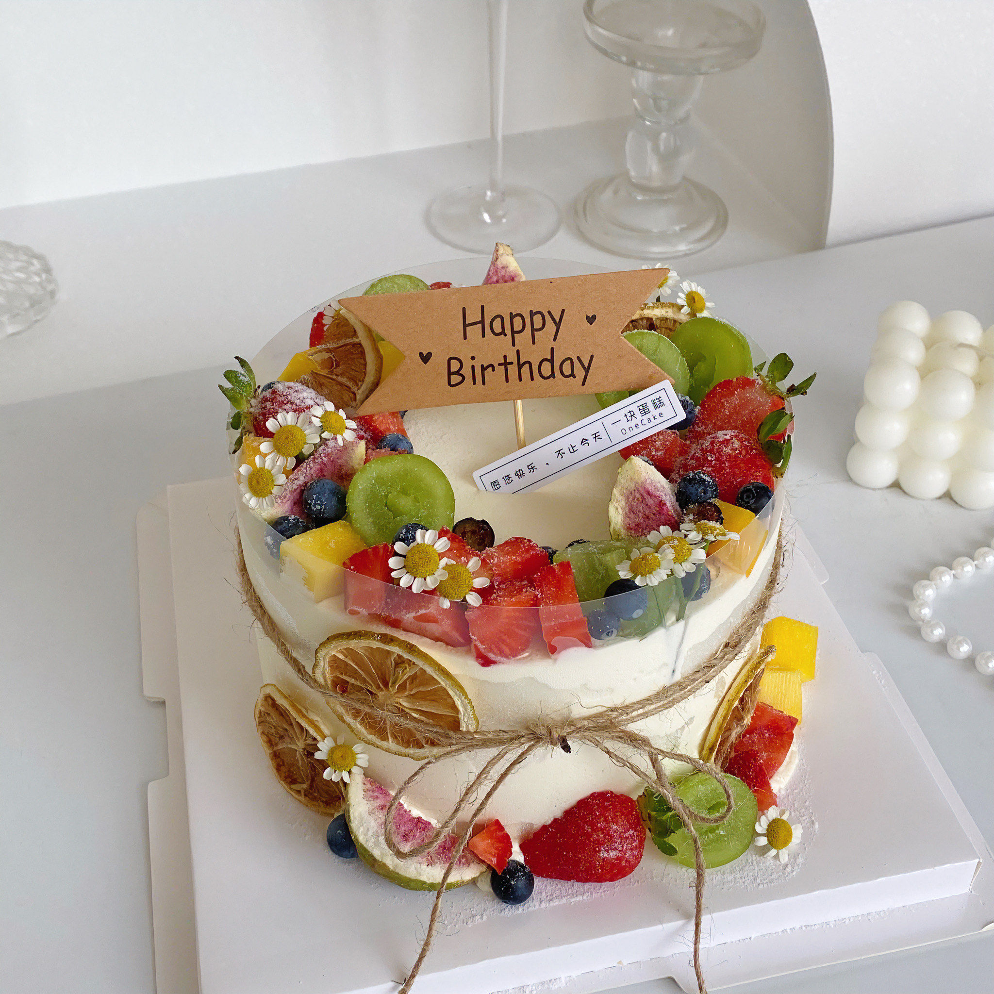 小清新水果蛋糕🎂好看又好吃😋