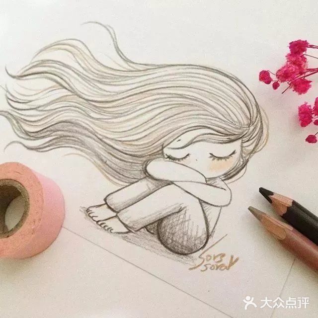 小清新彩铅人物画，每一张都超萌哒！