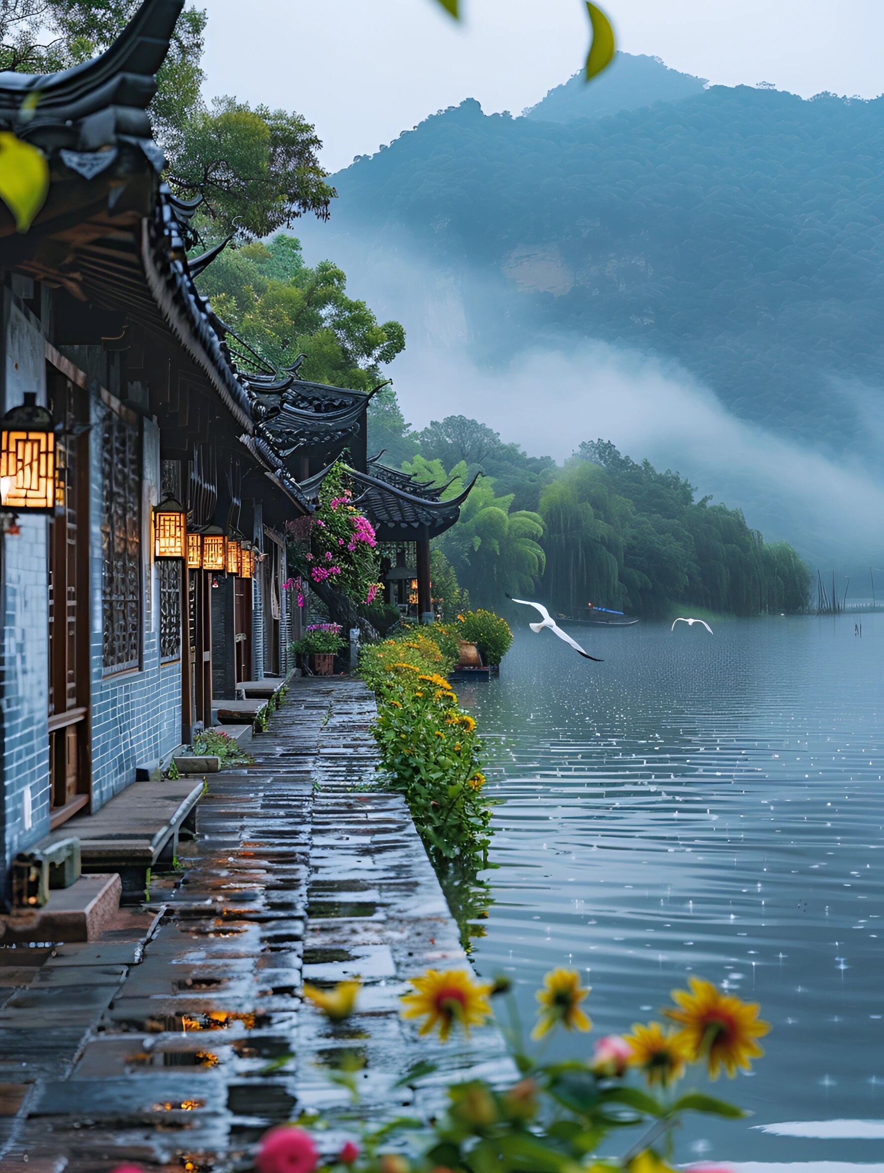 江南烟雨美景图片高清图片