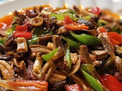 野蘑菇炒肉片-蘑菇拌面•正宗新疆菜