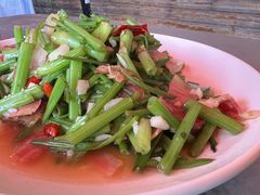 水芹菜炒腊味-瑶河山里菜