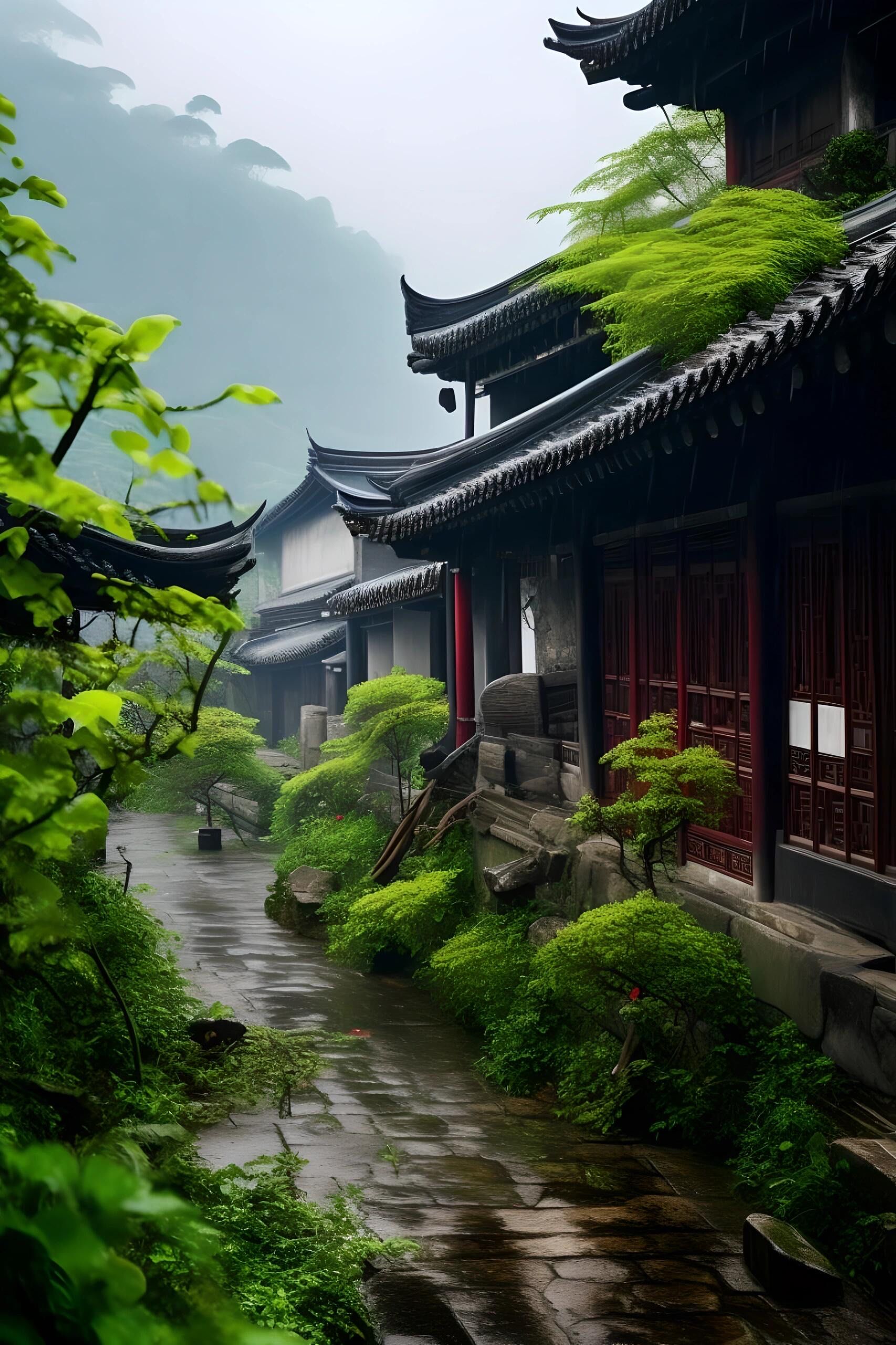 古镇房屋风景落于人间一笑