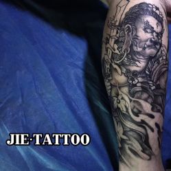 小腿不动明王 二阶未完待续 纹身师：杰Tattoo刺青主理人 TianJinChina中国天津-杰TATTOO刺青