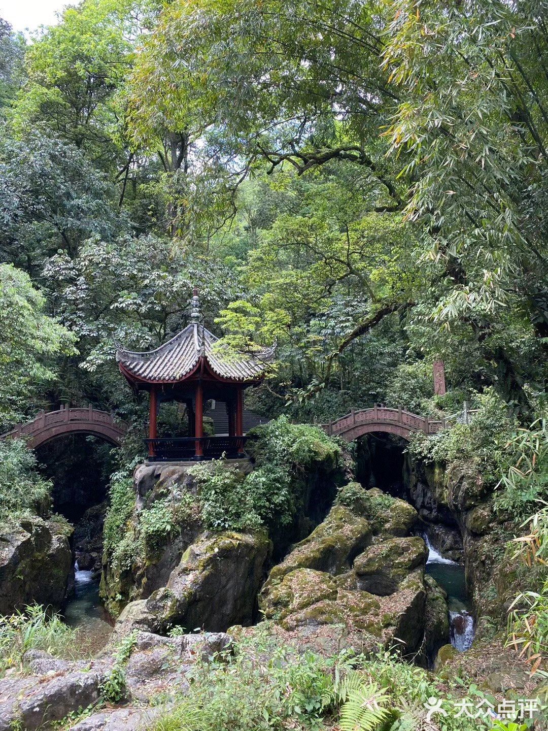清音阁只有一个殿堂，阁前有“接王亭”；清音阁虽小