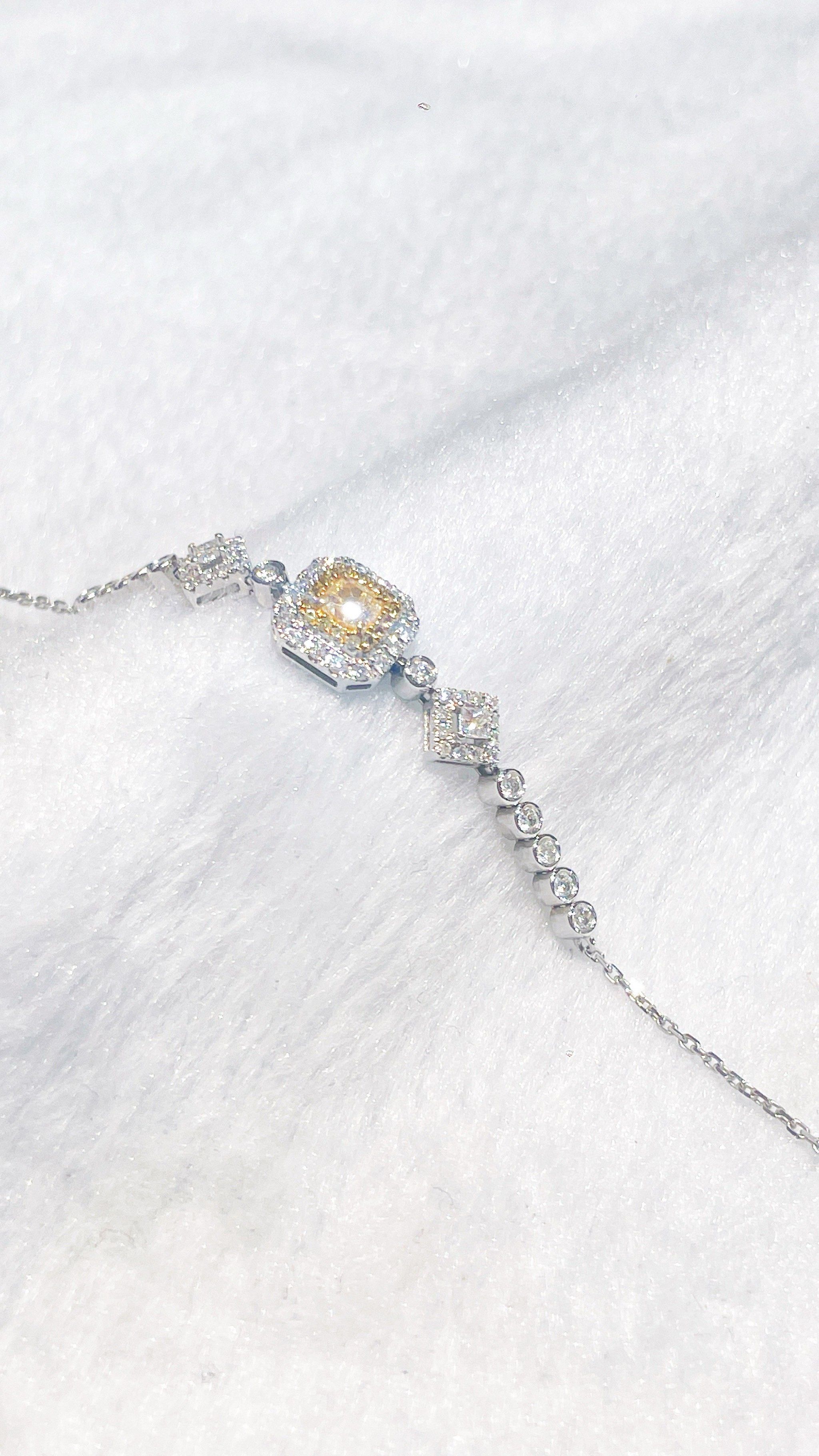 18k白金黄钻钻石手链#彩钻 #黄钻