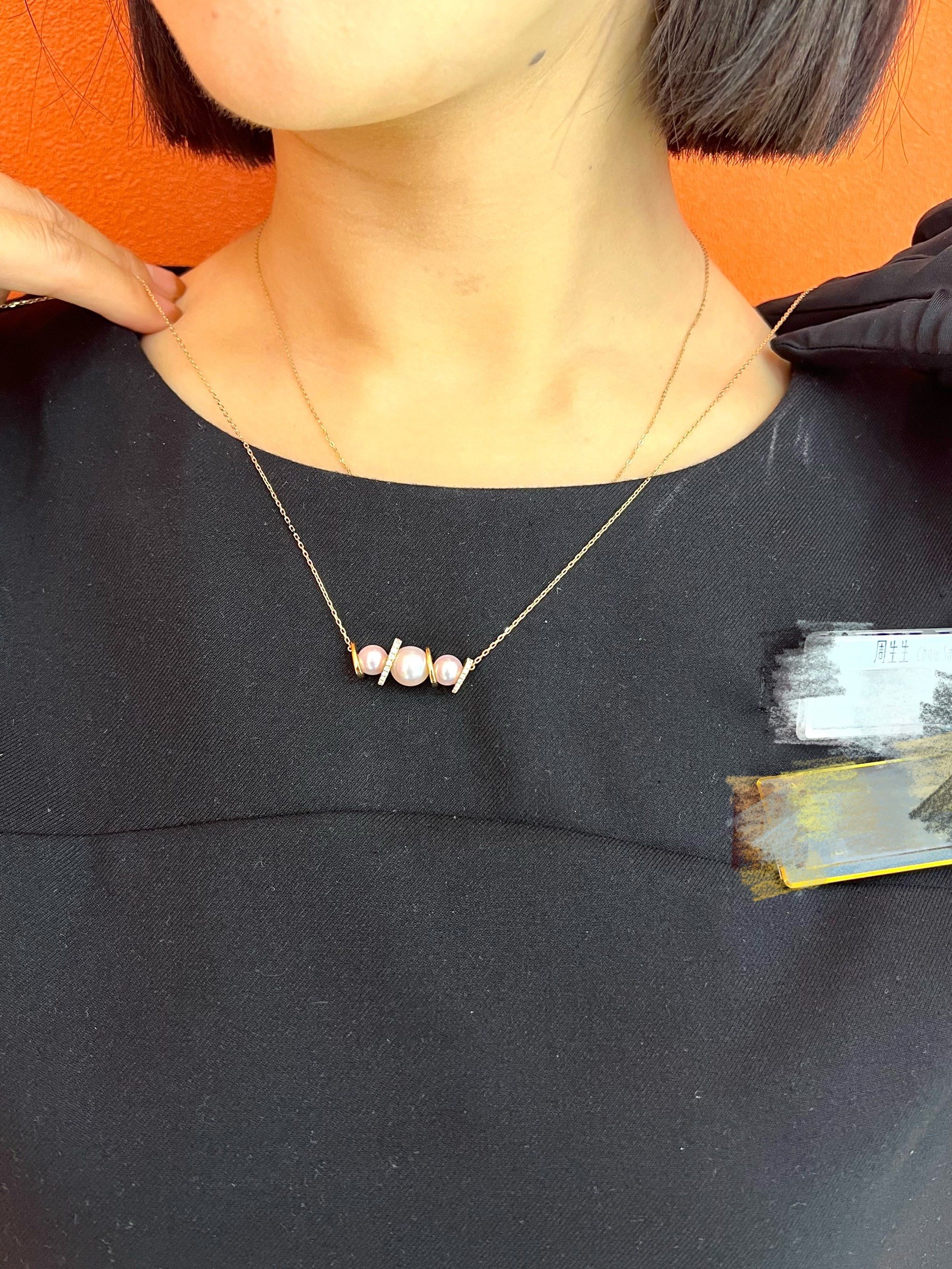 周生生18k金珍珠钻石项链