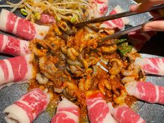 铁板章鱼五花肉-春熙台韩国料理·章鱼肥牛(西丽店)