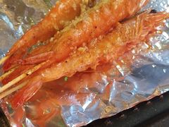 烤虾-路边摊小炉子烧烤