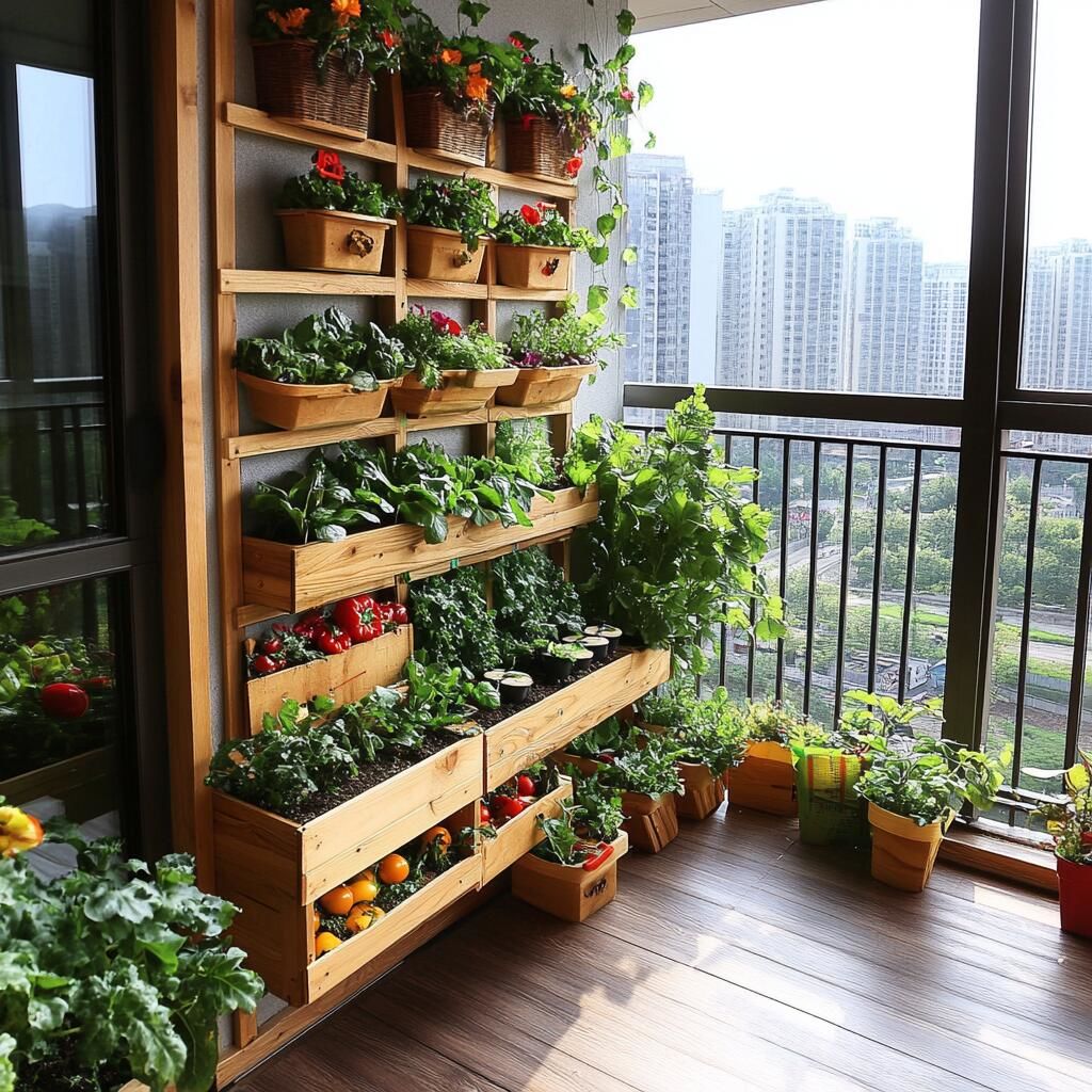 阳台 种菜种花爬架