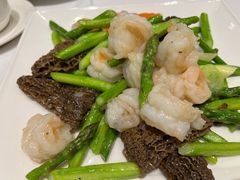 羊肚菌芦笋烩大虾-凯悦酒家