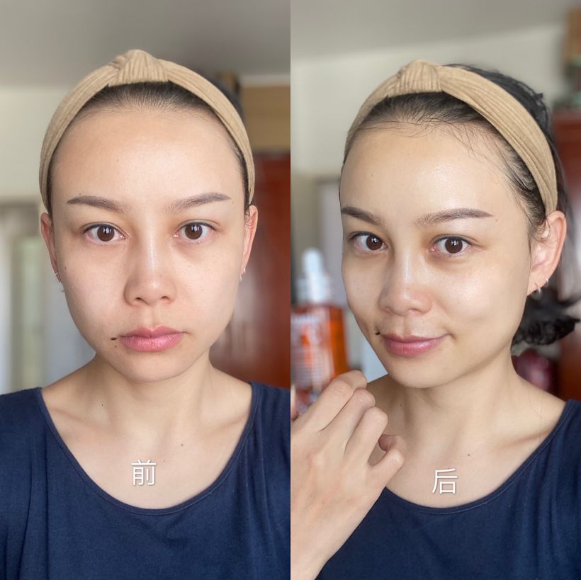 看一下前后对比图,是不是皮肤透亮了很多?