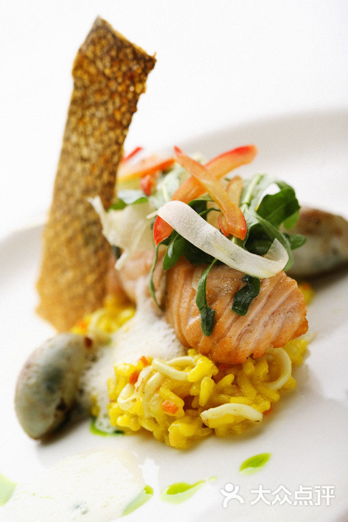 意大利餐廳daccapo crispy salmon with saffron risotto 脆皮三文魚