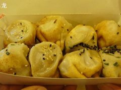 左边鲜肉生煎右边虾仁生煎-咬不得高祖生煎·简餐(高银街店)