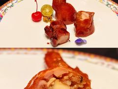 指橙黑叉烧配鲍鱼贵妃鸡翅-北京饭店谭家菜