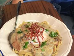 牛肝菌白汁玉子意面-CowCow其其·牛杂咖啡公司(六运店)