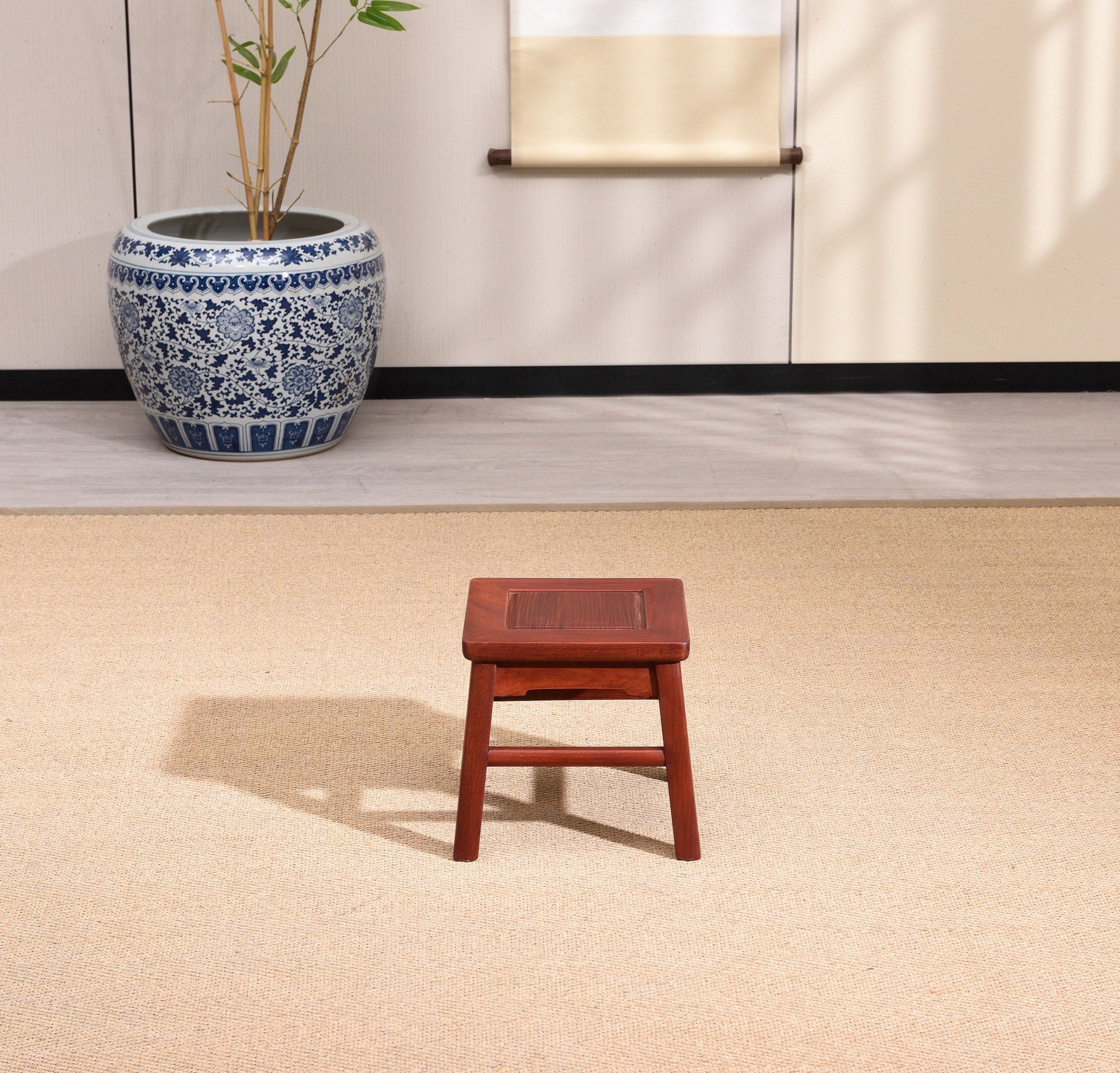 原木实木红木四方凳