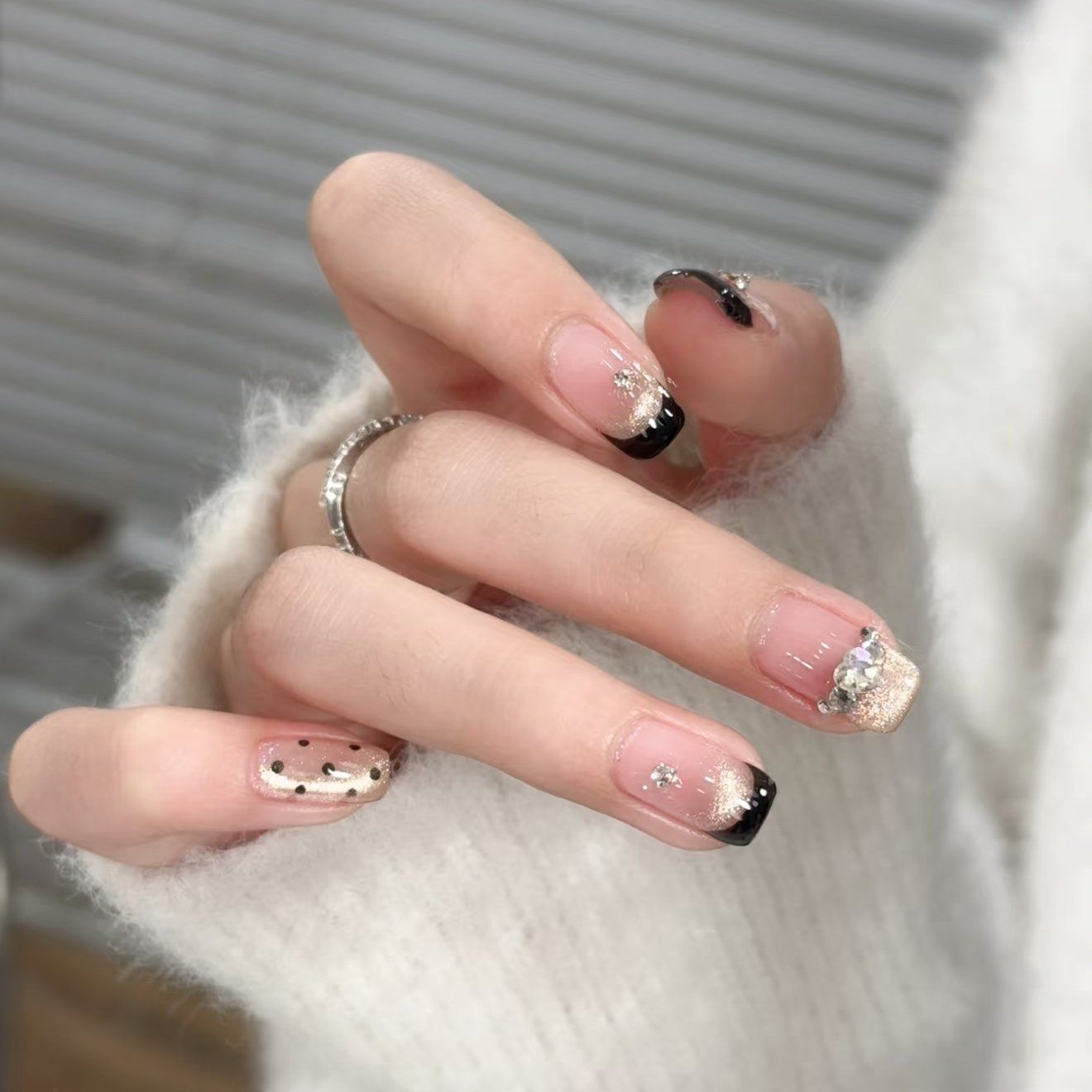 黑金法式猫眼 爆闪高级感美甲