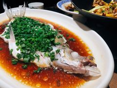 葱油钱塘翘嘴鱼-老头儿油爆虾(金鹰世界店)