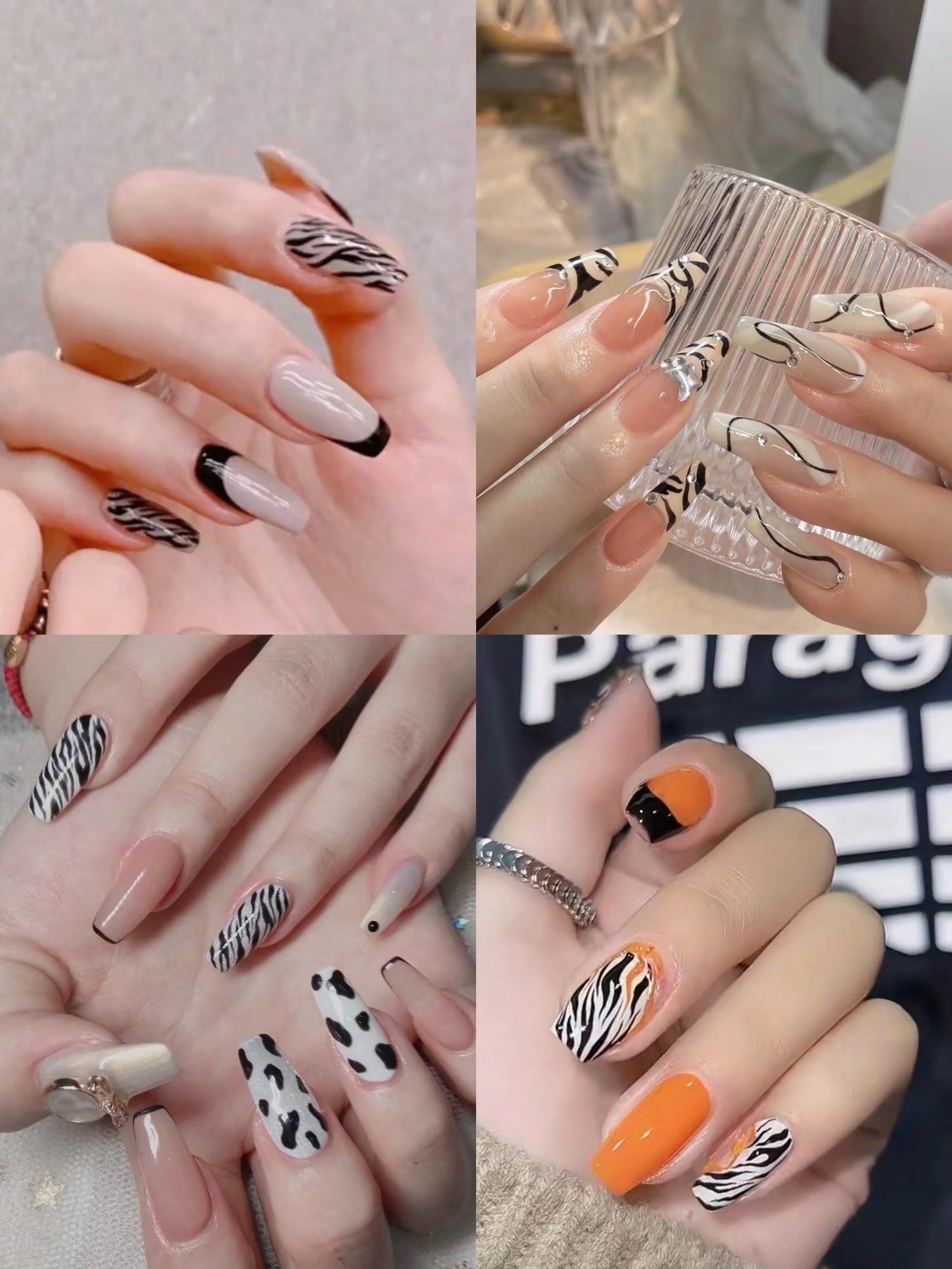 不撞款斑马纹美甲