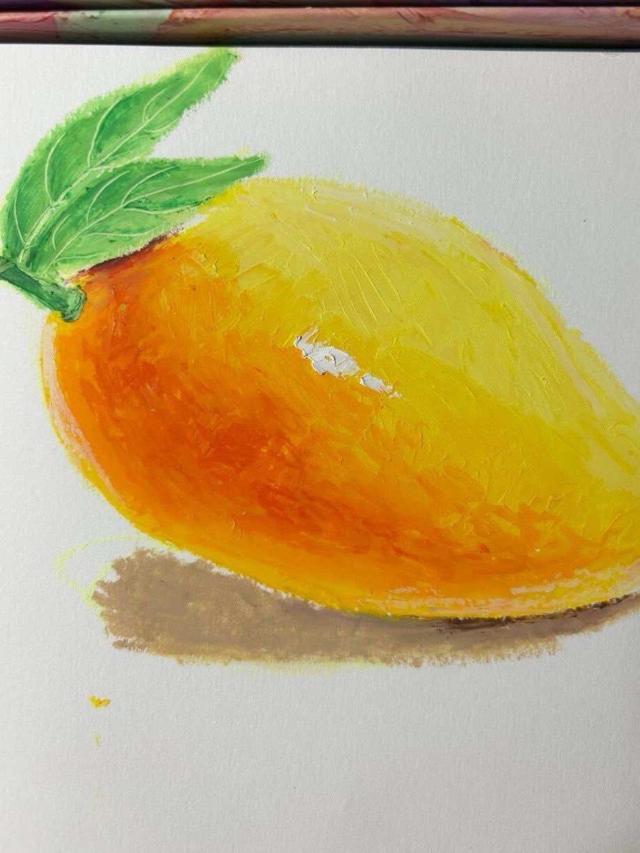 这芒果想吃😋吗?附油画棒教程!