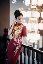 -金扣子旗袍新娘装订婚喜婆婆喜妈妈定制(宽厚里旗舰店)