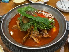土豆排骨火锅（辣）-喇喇排骨火锅·传统韩式脊骨汤(望京西园总店)