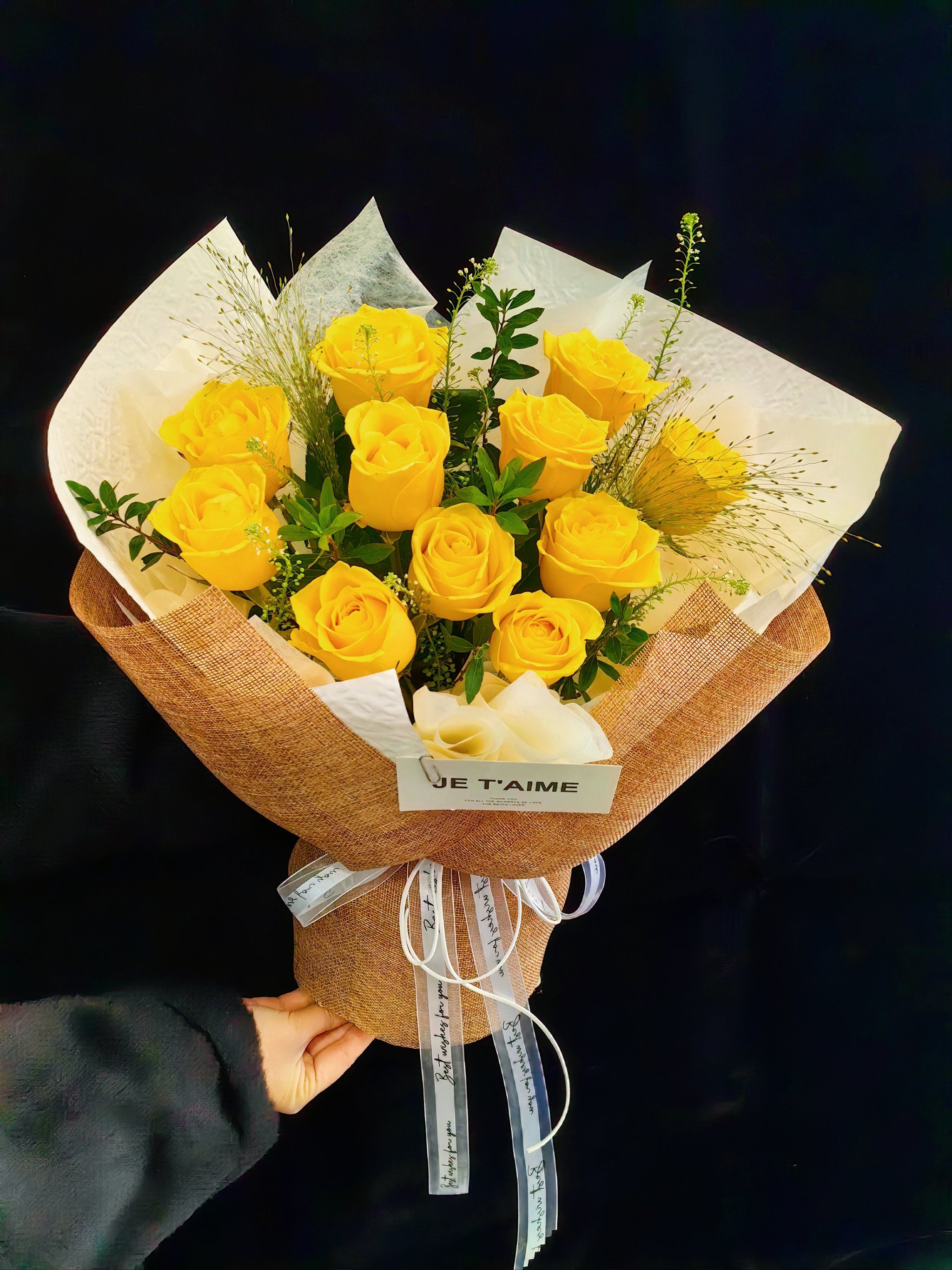 黄色系花束#金枝玉叶玫瑰#黄色玫瑰