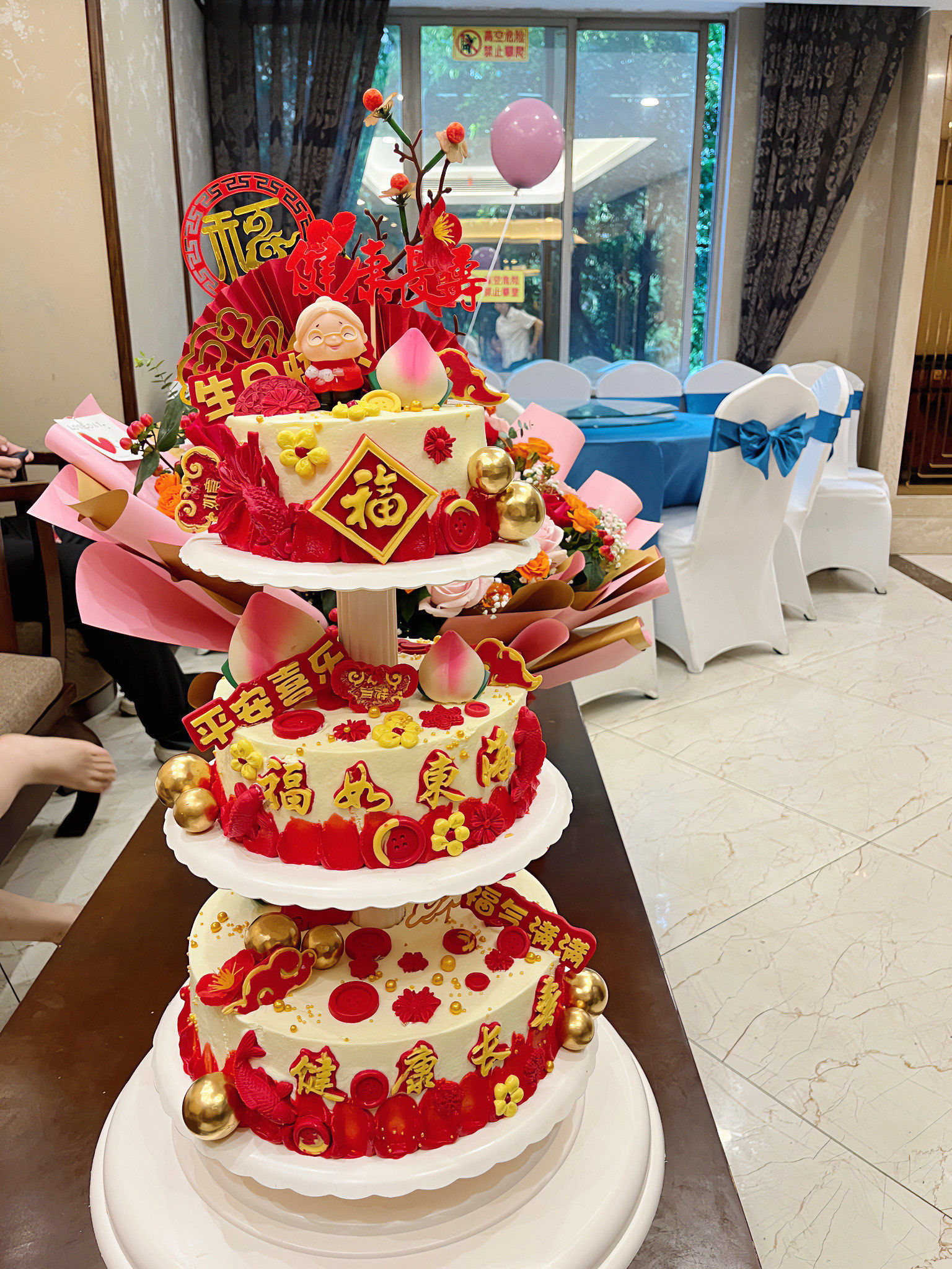 三层祝寿蛋糕🎂好看又大气