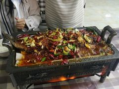 -青海特色美食小炒炕锅牦牛肉火锅