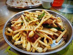 花生芽炒烧肉-禄源公·老莞诚饭店