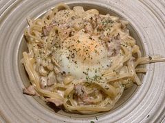 奶油培根意面配水波蛋-Cyclus Craft Kitchen薩克思手工厨房