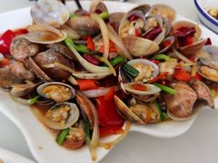 姜葱炒花甲-覃记海鲜美食餐厅