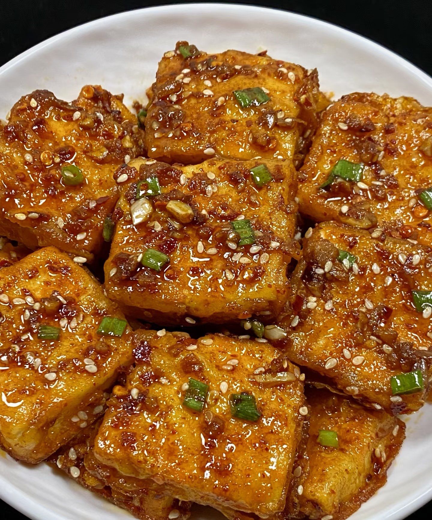 甜辣酱拌香煎豆腐