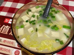 鸡汤小白菜煮榆林豆腐-西贝莜面村(上海百联西郊店)
