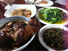 万三蹄、虾、咸菜、鸡毛菜、白丝虾-沈厅酒家(周庄店)