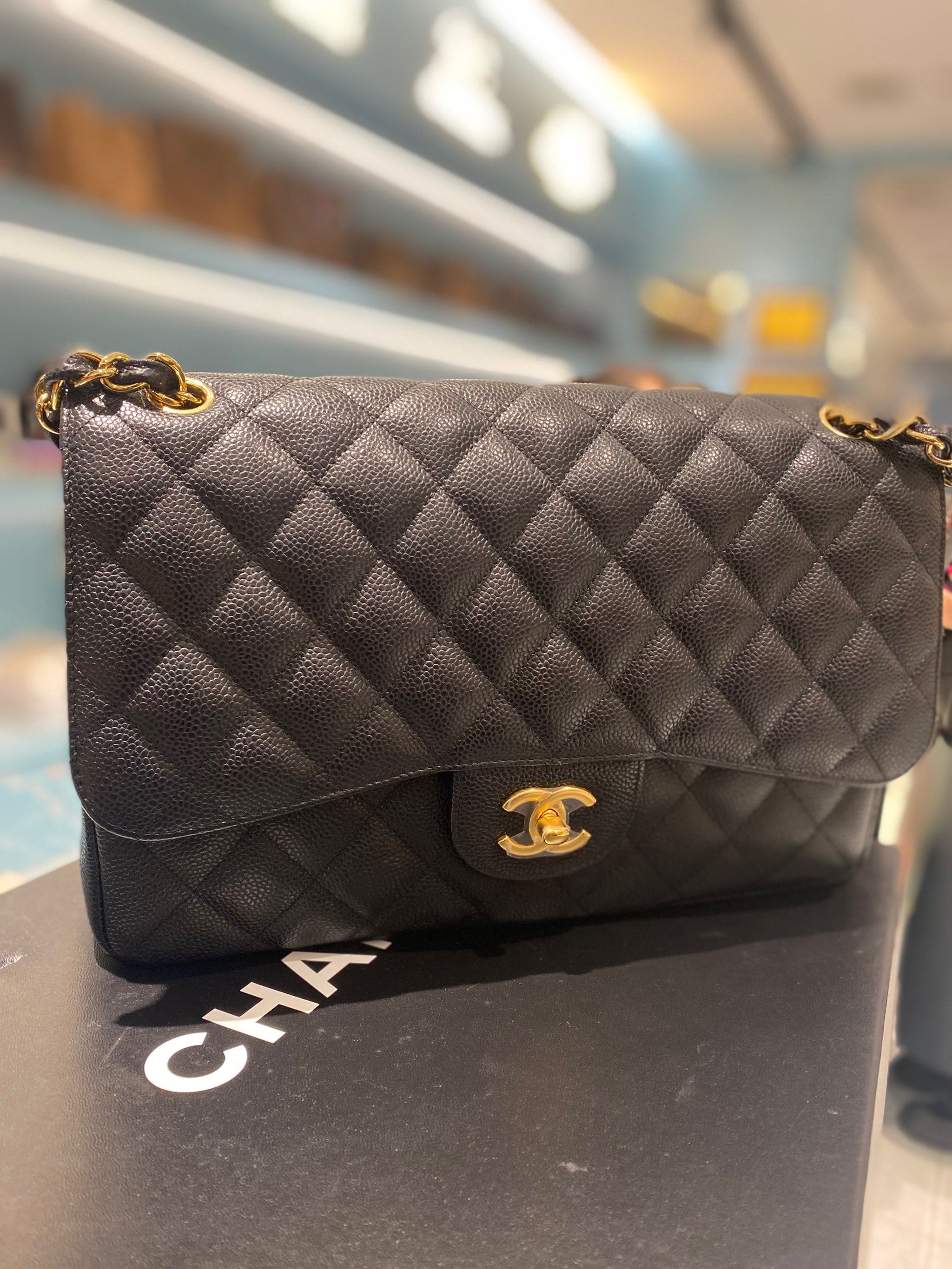 chanel cf鱼子酱菱格链条包 经典一直都这么好看