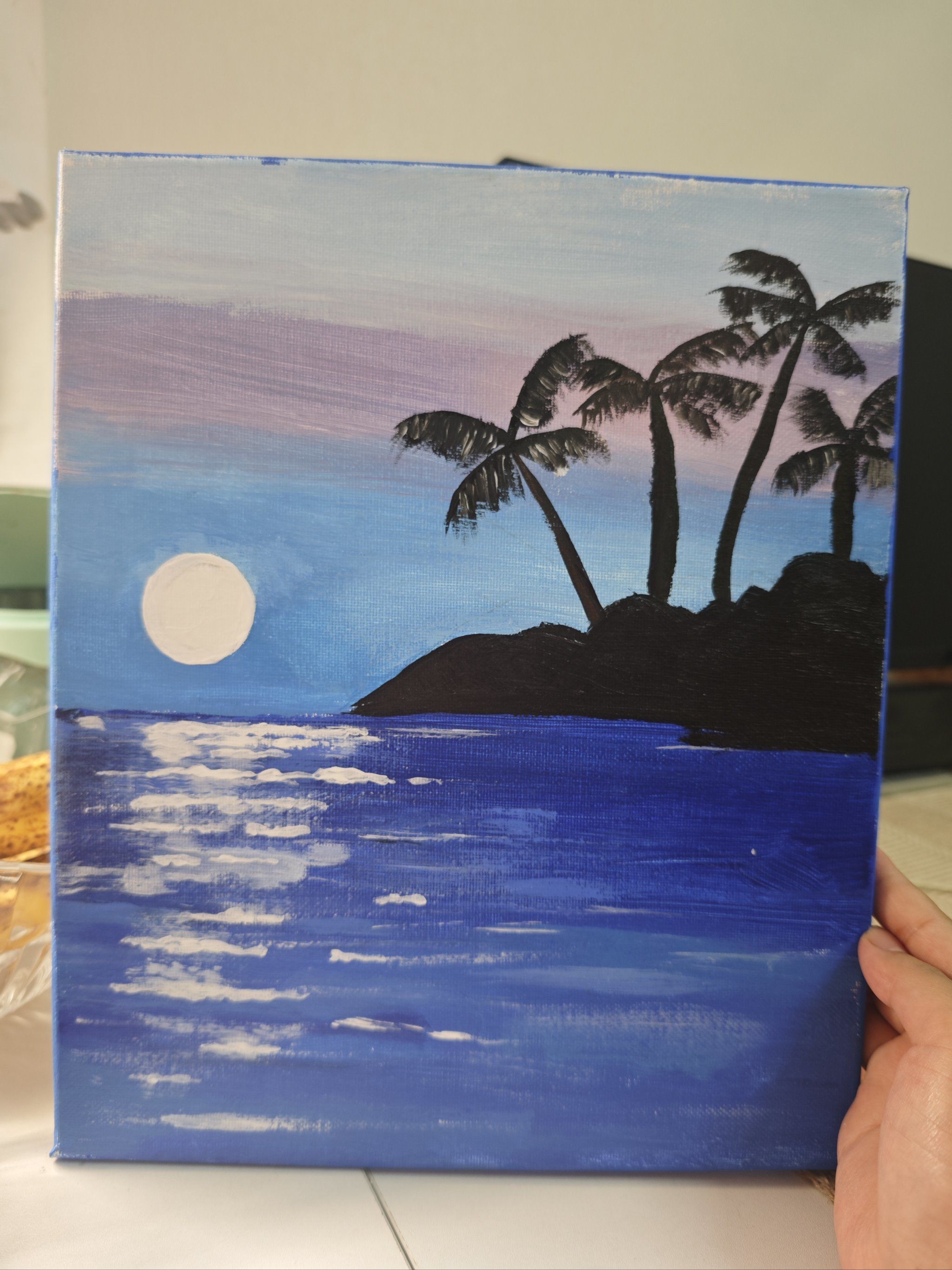 0元玩转这座城第一次尝试油画,画了一遍海边落日,感觉还不错