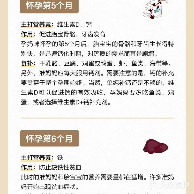 孕期每个月所需营养有哪些？