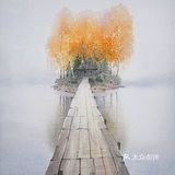 这水彩画的分明是仙境！