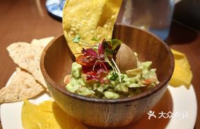 Handmade Avocado Dip with Two Corn Chips