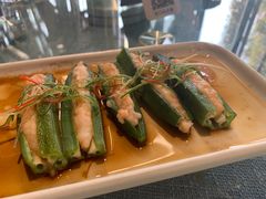 秋葵酿虾滑-野蔓果·山野菜(西湖景区·龙井茶田店)