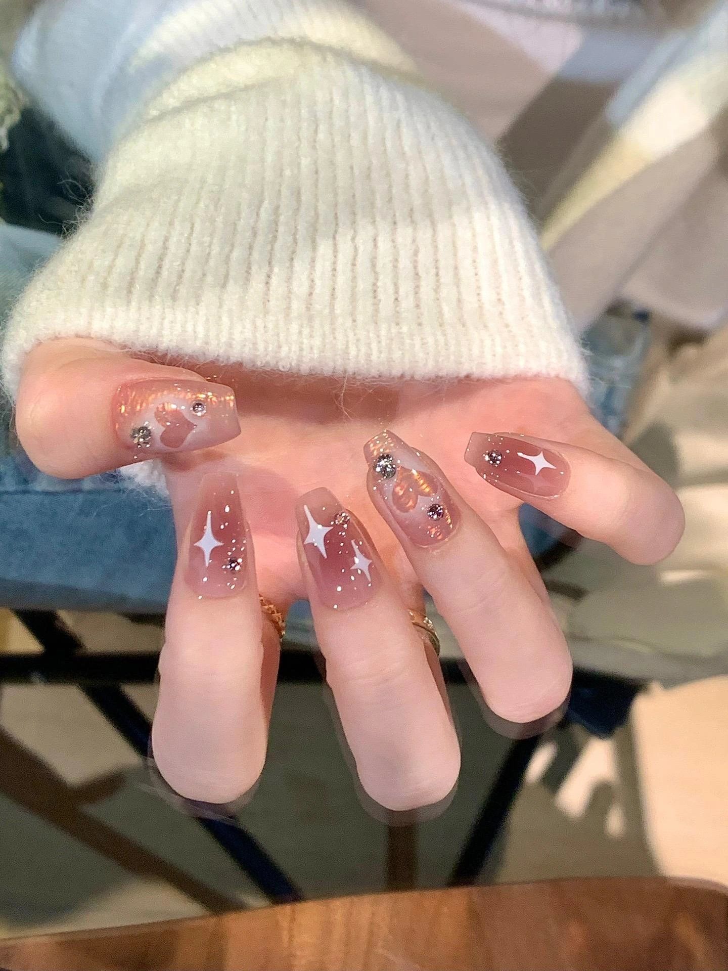 落日余晖|温柔又可爱的腮红少女心美甲