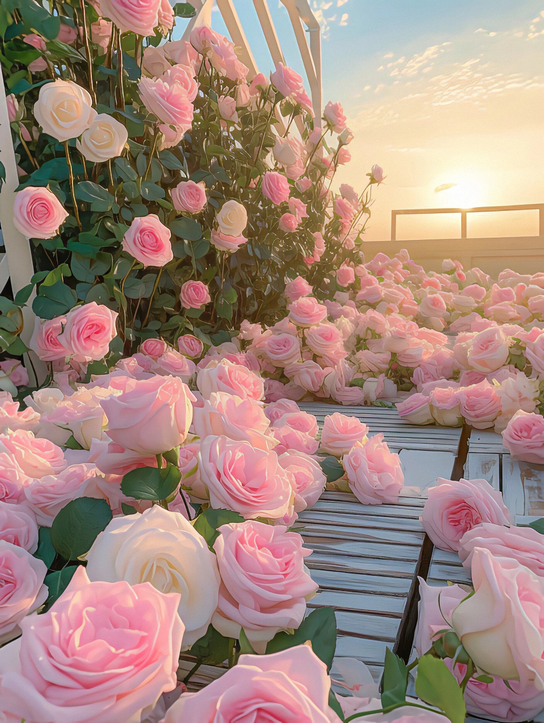 婚纱轻舞玫瑰海,共赴一场梦幻婚礼盛宴