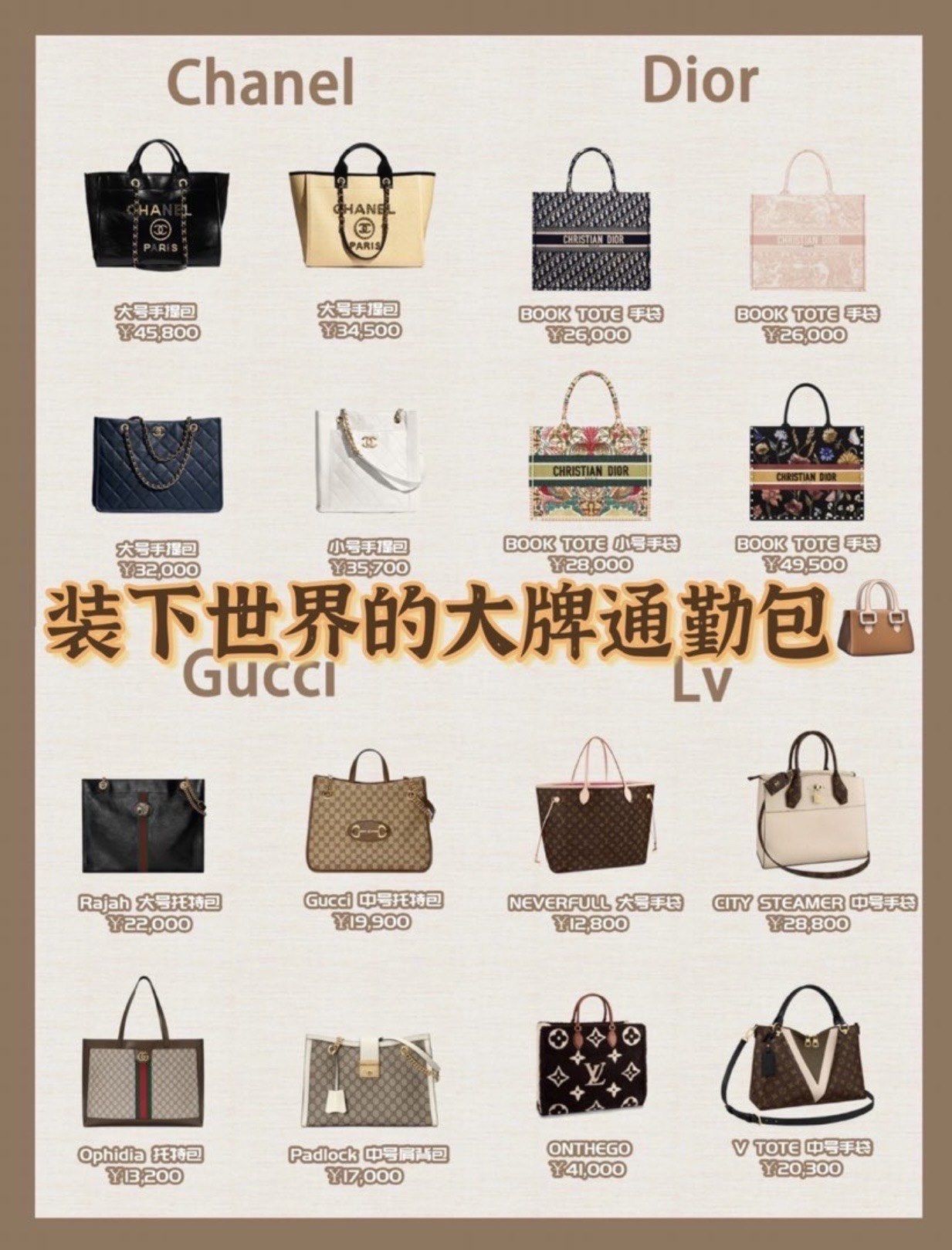 装的下世界的大牌通勤包!